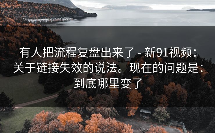 有人把流程复盘出来了 - 新91视频：关于链接失效的说法。现在的问题是：到底哪里变了